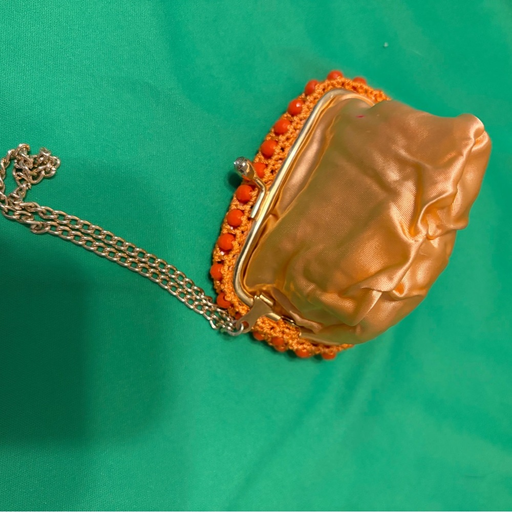 Vintage Orange Beaded Wristlet Coin Purse - Picture 4 of 5